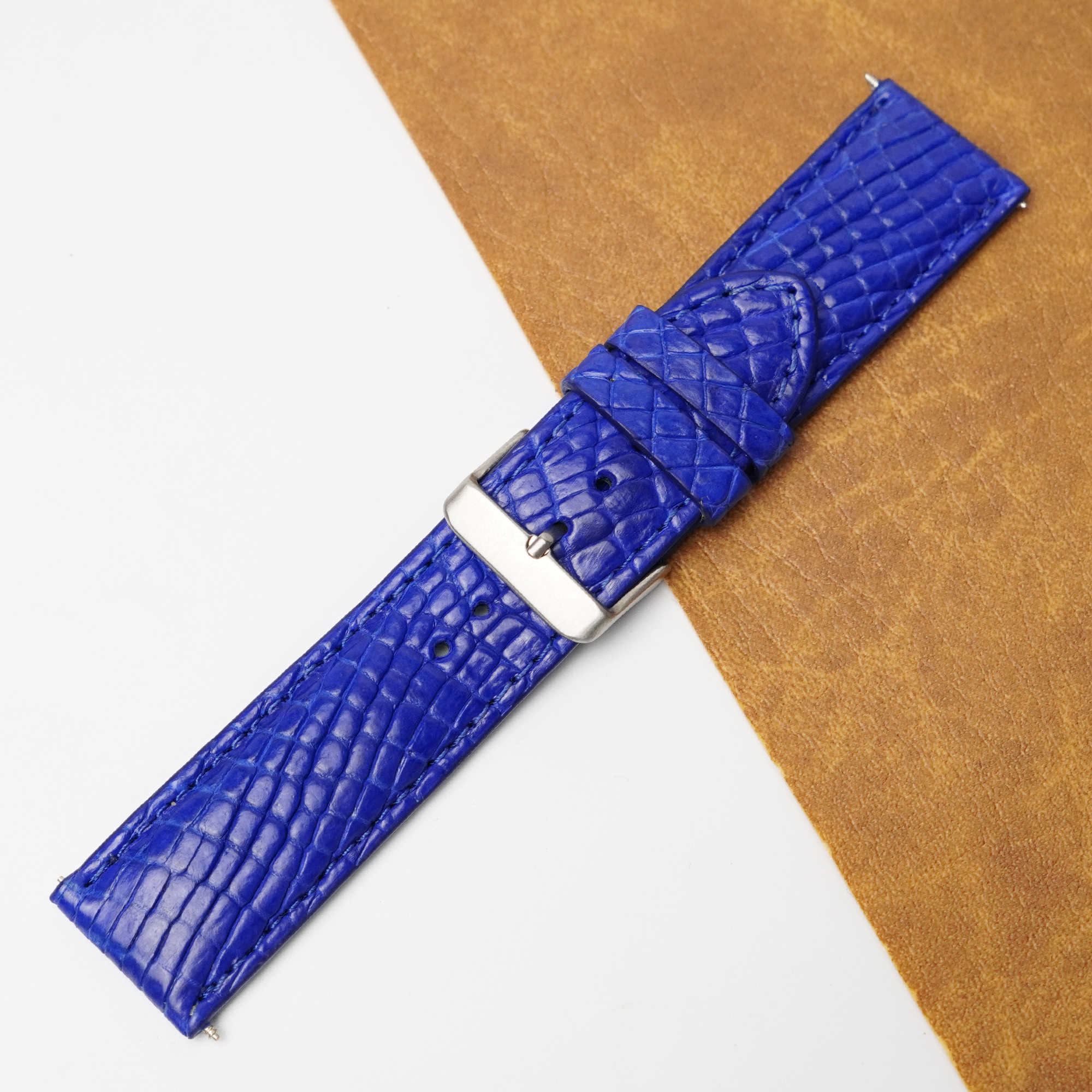24mm Blue Unique Pattern Alligator Leather Watch Band For Men DH-50S