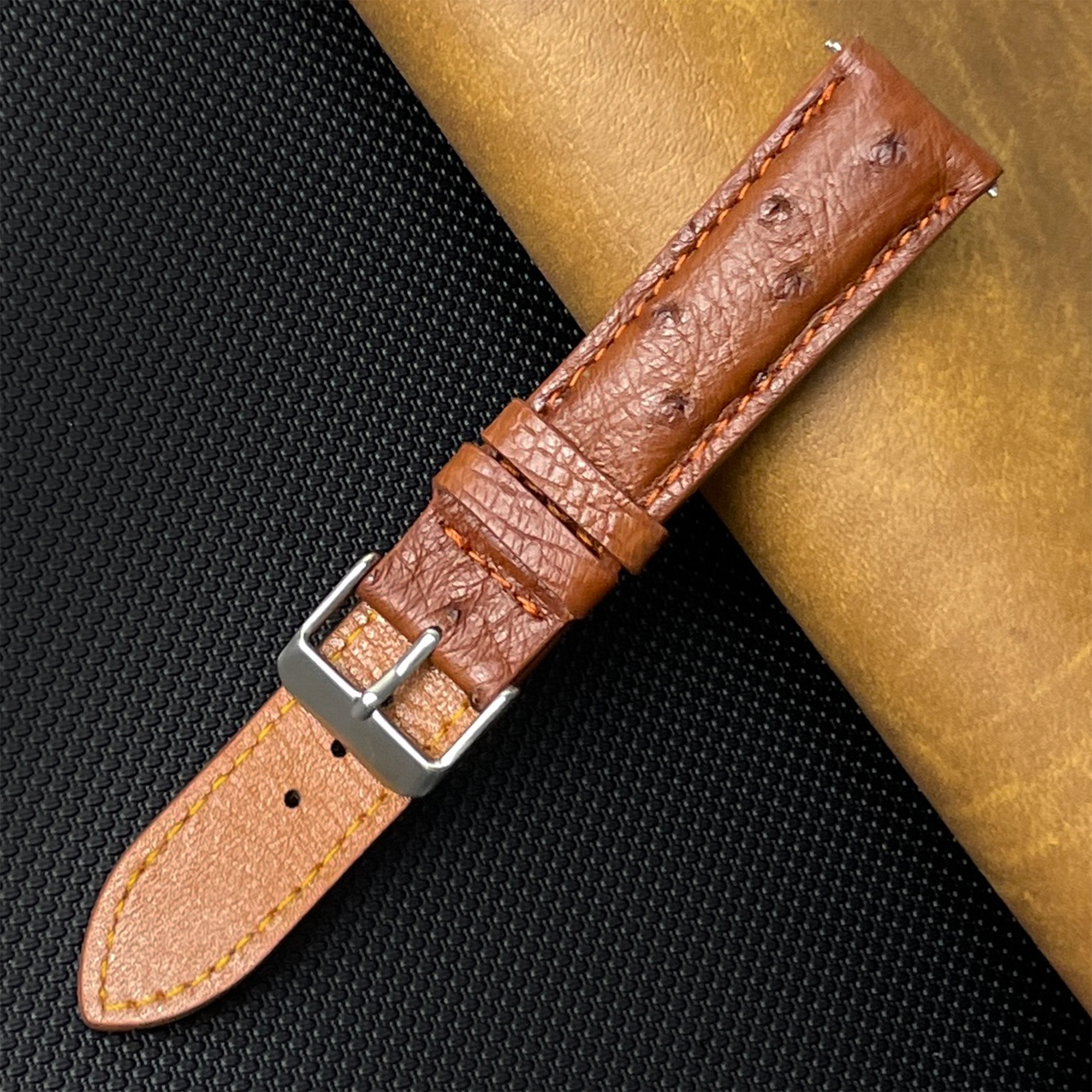 vinacreations Men's Quick Release Ostrich Leather Watch Strap Band