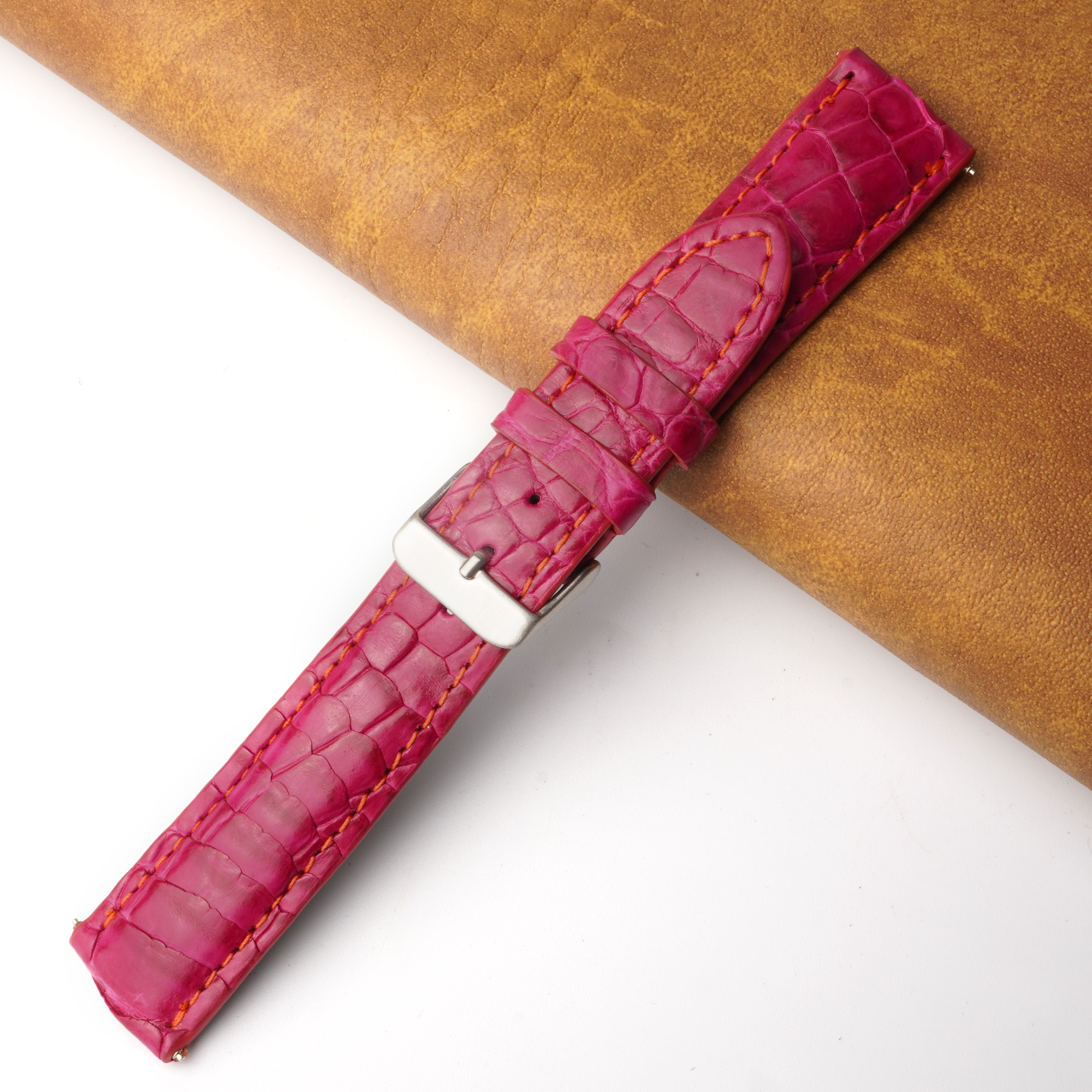 20mm Pink Unique Pattern Alligator Leather Watch Band For Men DH-225Q