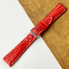 Bright Red White Stiching Unique Pattern Alligator Leather Watch Band
