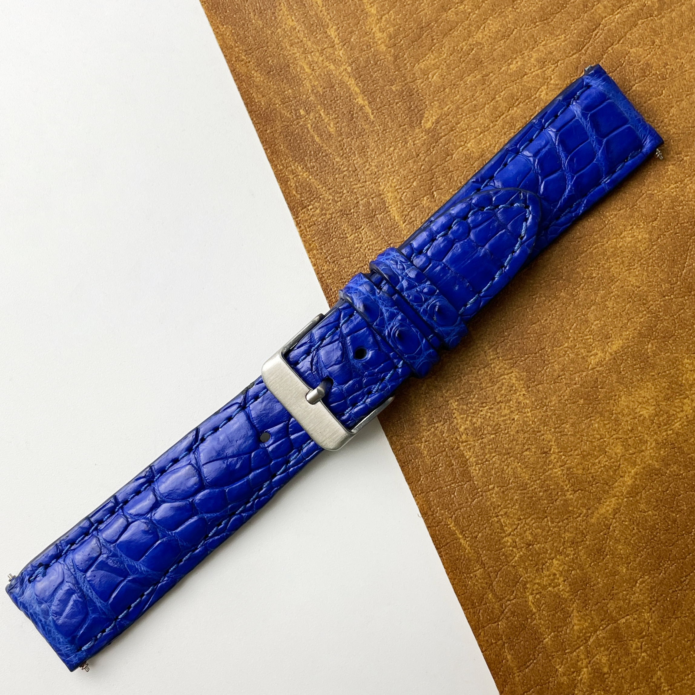Blue Unique Pattern Alligator Watch Band