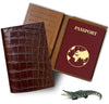 Load image into Gallery viewer, Brown Slim Alligator Leather Passport Holder Cover