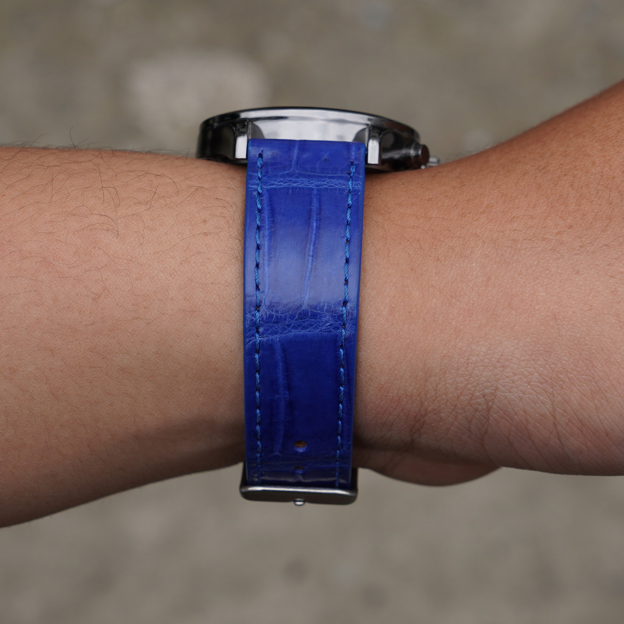 Flat Light Blue Alligator Leather Watch Band