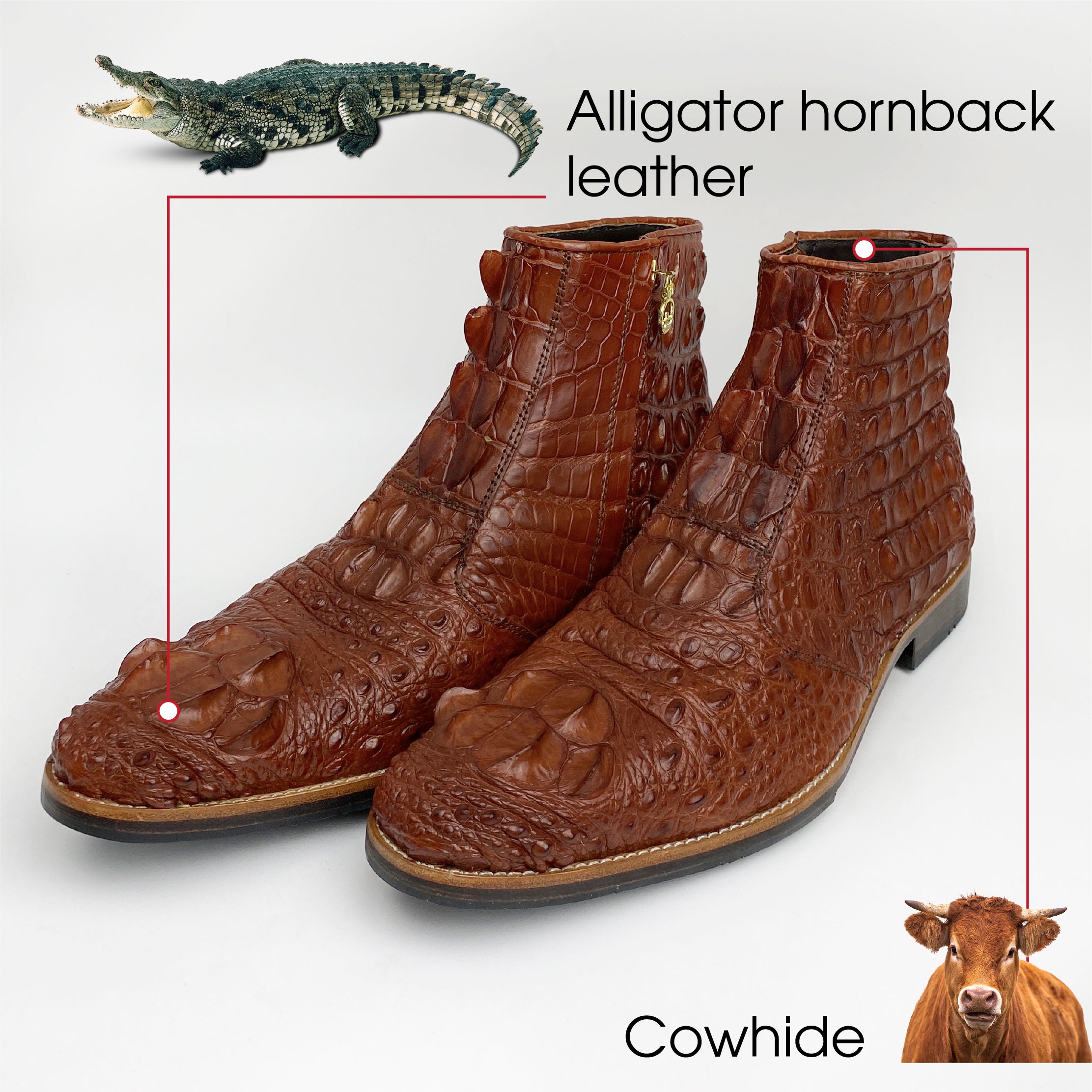 Light Browns Alligator Leather Chelsea Boot For Men | Crocodile Wood Soles Cowboy Shoes | SH16B42