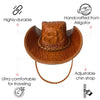 Brown Alligator Cowboy Hat - Mens Crocodile Skin Western Style Hat With Chin Cord | HAT-BRO-77