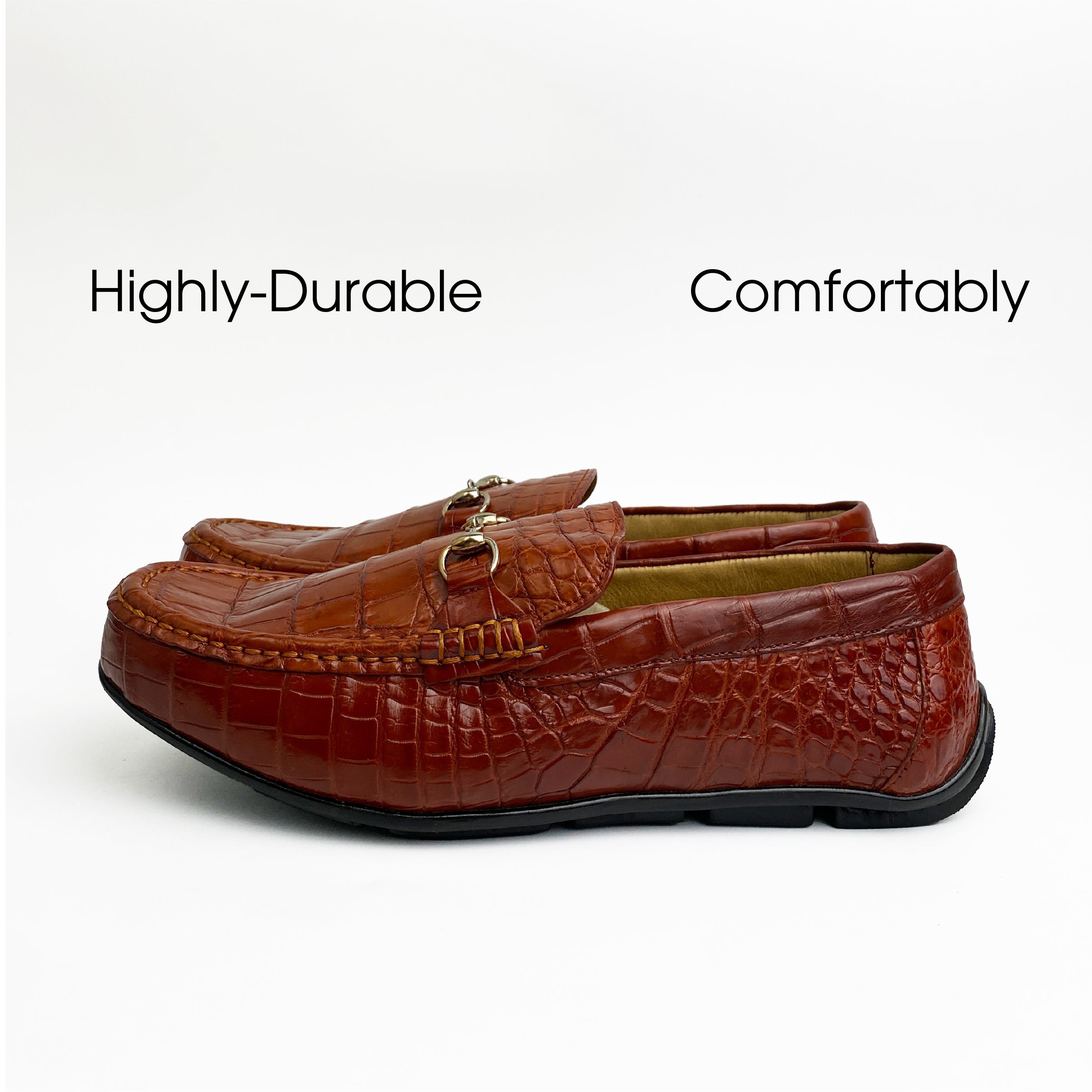Men's Light Brown Alligator Leather Horsebit Loafers | Belly Crocodile Skin Loafer Shoes For Men - SH26C42
