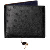 Black Blue Double Side Ostrich Leather Bifold Handmade Wallet RFID Blocking | VINAMOS-14