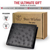 Black Blue Double Side Ostrich Leather Bifold Handmade Wallet RFID Blocking | VINAMOS-14