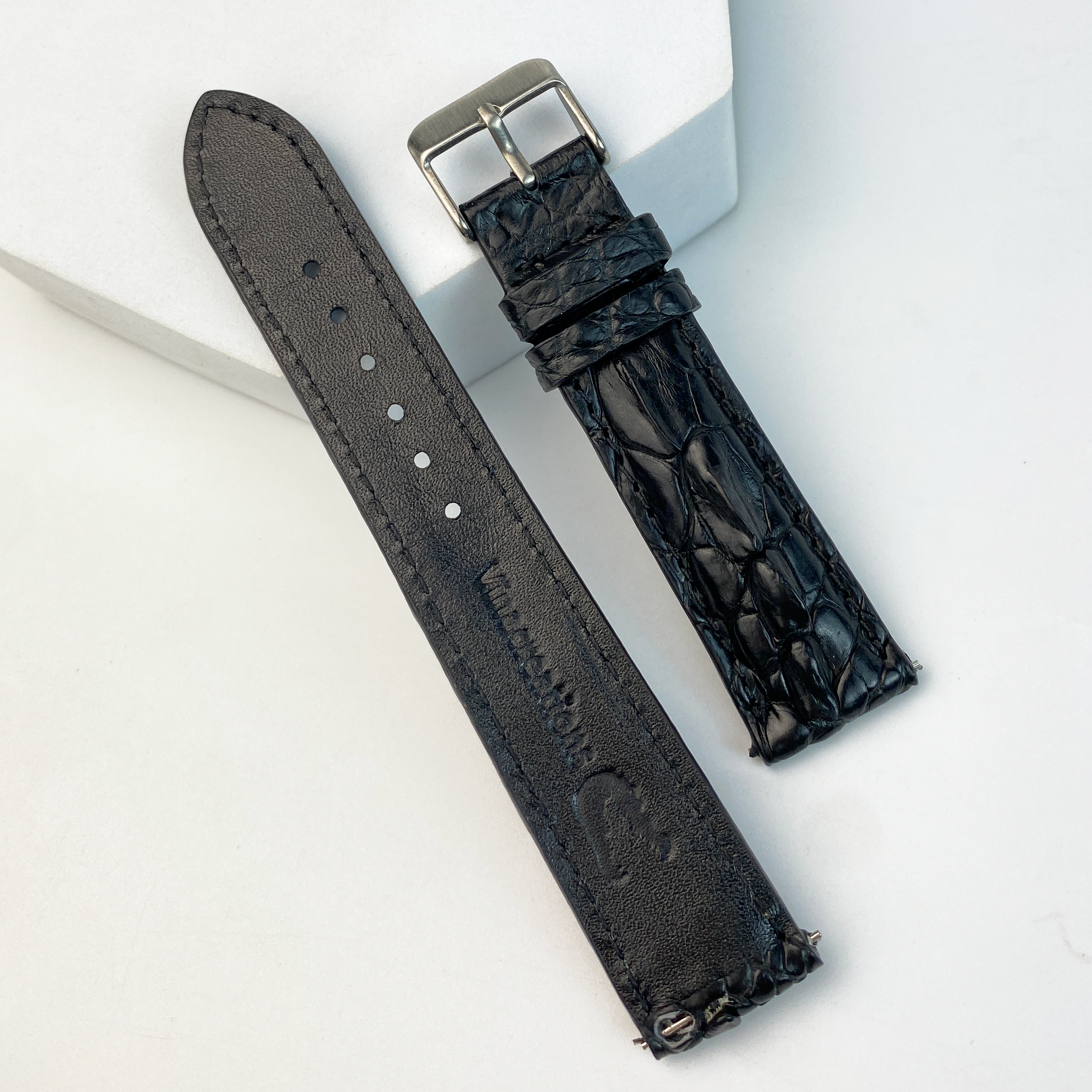 Black Alligator Hornback Leather Watch Band DH-87