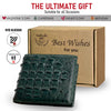 Load image into Gallery viewer, Green Double Side Alligator Hornback Leather Bifold Wallet For Men
