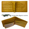 Yellow Double Side Alligator Hornback Leather Bifold Wallet
