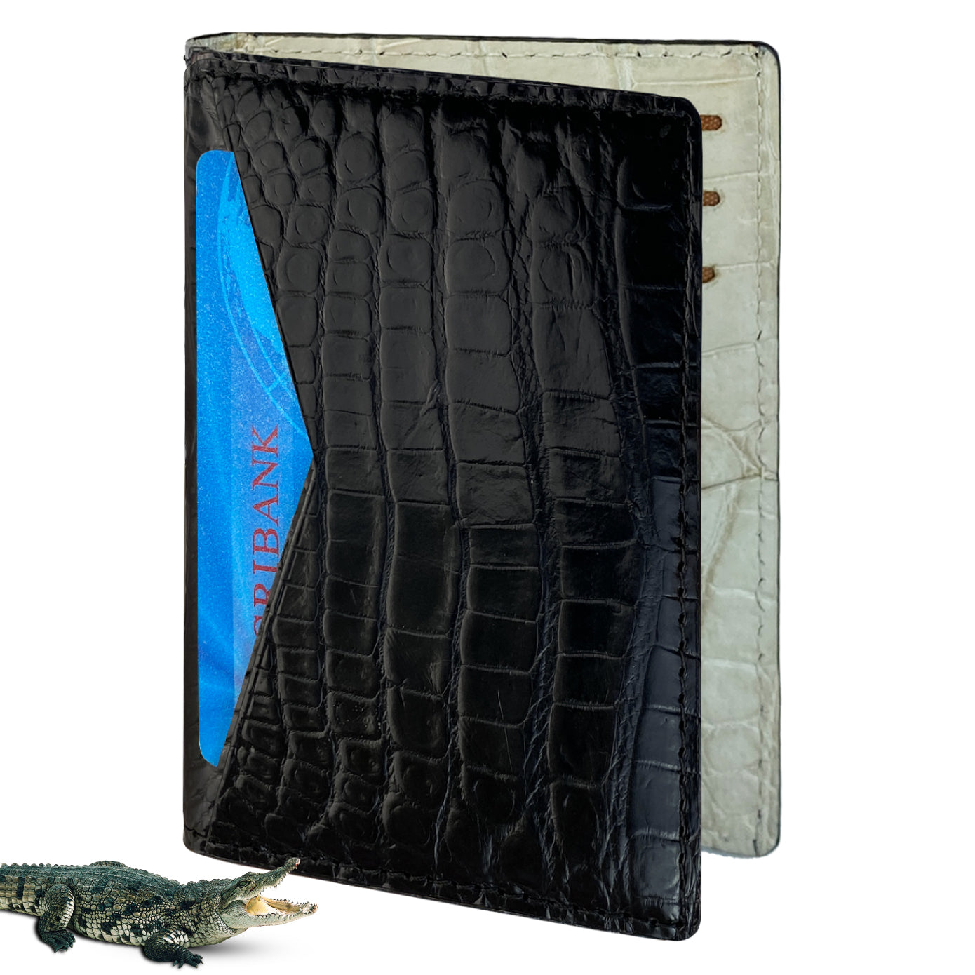 Black & White Double Side Alligator Leather Credit Card Holder | RFID Blocking | CARD-10