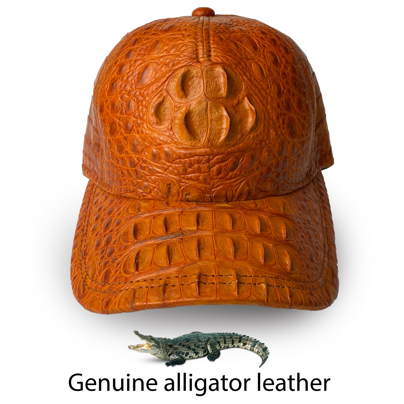 Light Brown Alligator Leather Baseball Cap - Men Crocodile Skin Hat | HAT-BRO-33