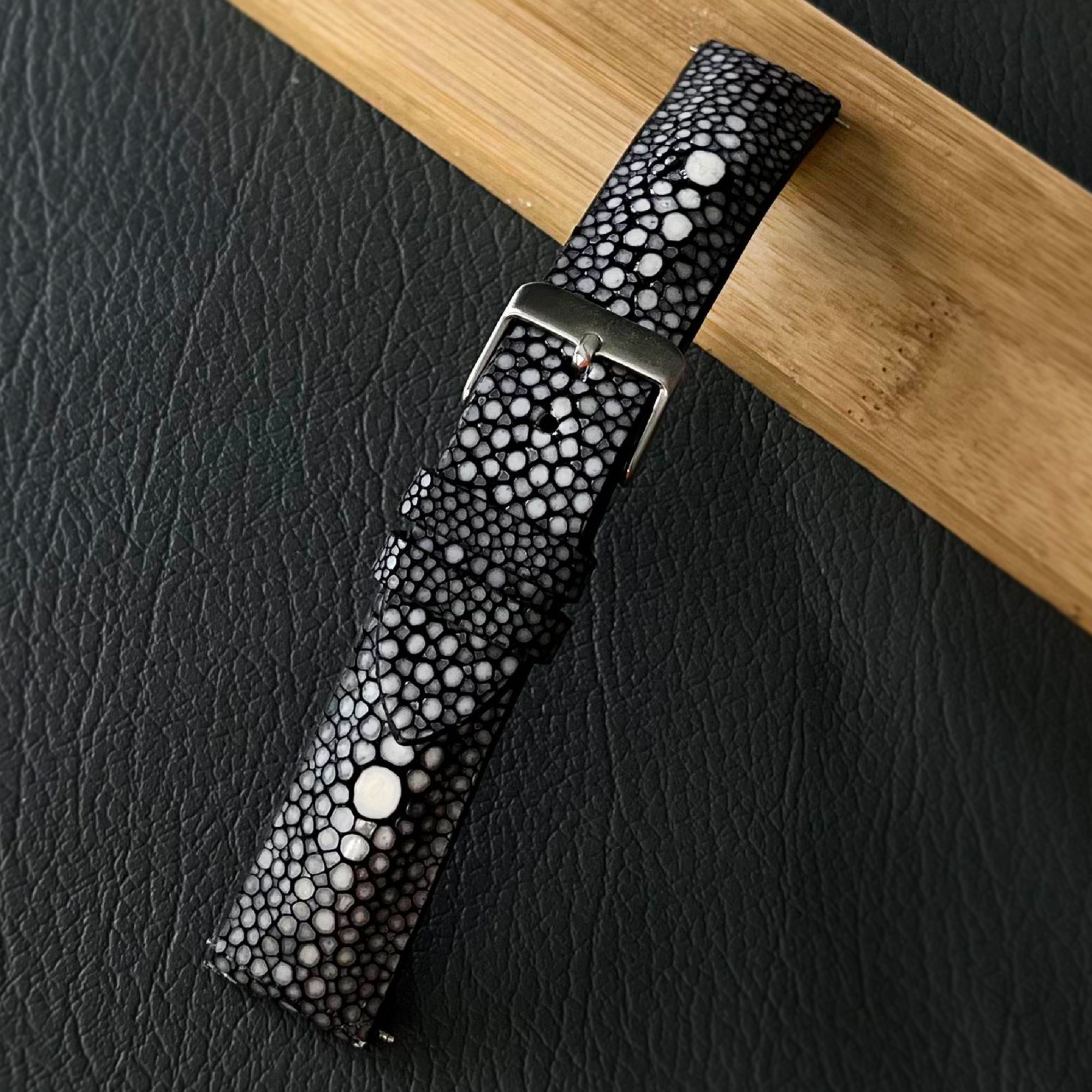Genuine Black Pearl Stingray Leather Watch Band