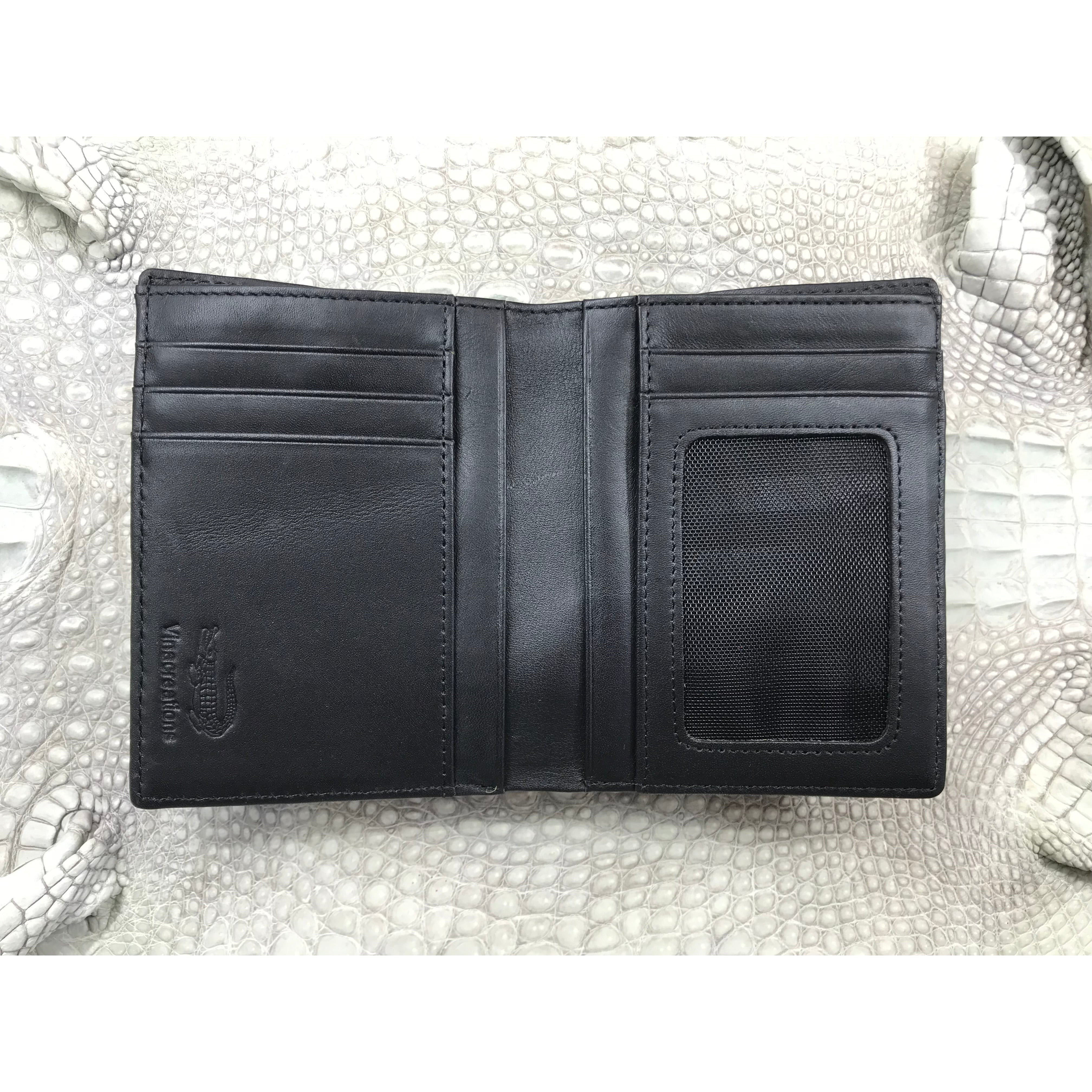 Black Alligator Skin Bifold Vertical Wallet For Men | Handmade Crocodile Leather Wallet RFID Blocking | VL5683