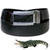 Vintage Black Alligator Belt For Men With Automatic Buckle | BE-BLA-01
