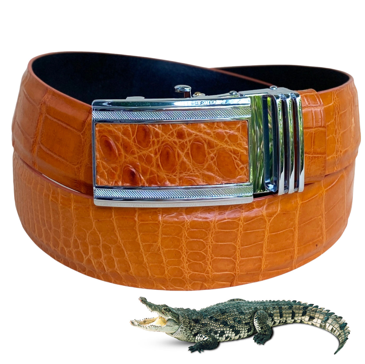 High-end Tan Alligator Belt Men's - Automatic Buckle