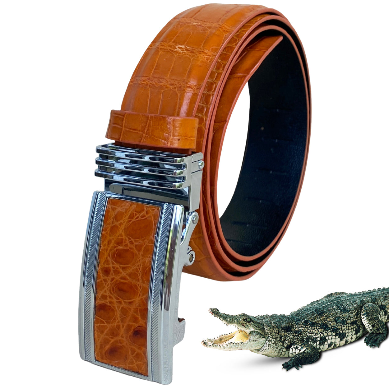 High-end Tan Alligator Belt Men's - Automatic Buckle