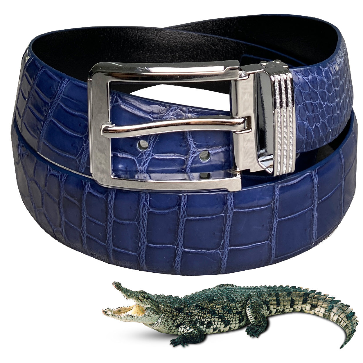 Personalized Brown Crocodile Leather Belt Buckle