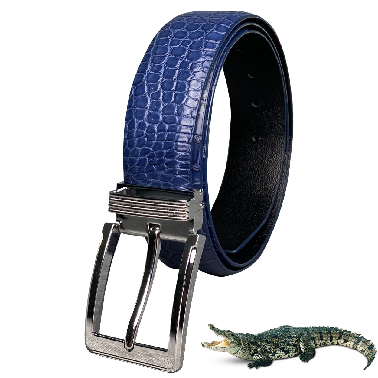 Saltwater Crocodile Belt: Navy Blue