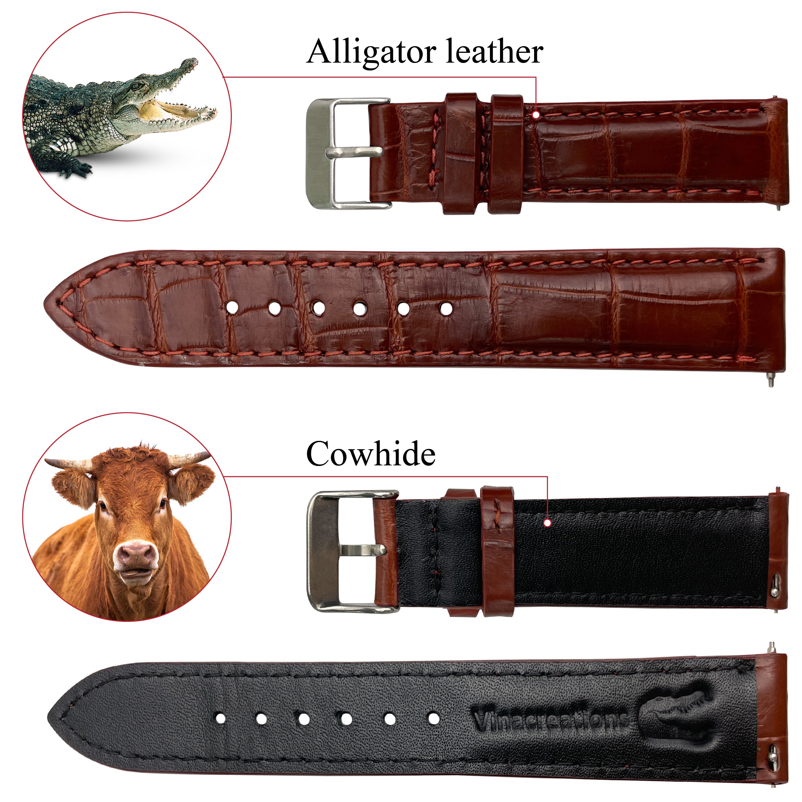 (AMZ's BEST SELLER) Brown Alligator Watch Strap