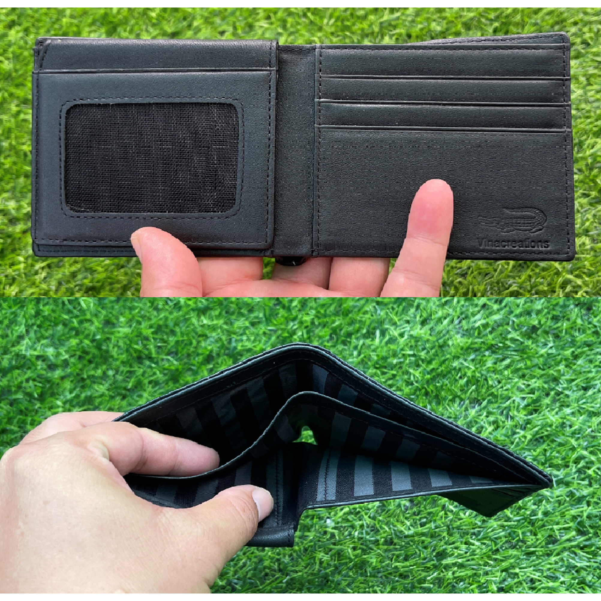 Handmade Black Alligator Belly Leather Bifold Wallet for Men RFID Blocking | VINAM-36