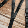 Load image into Gallery viewer, Alligator Y-Back Black Leather Suspenders Men Button End - Groomsmen Suspenders - Wedding Groom Suspenders Adjustable - Vinacreations