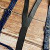 Load image into Gallery viewer, Alligator Y-Back Navy Blue Leather Suspenders Men Button End - Groomsmen Suspenders - Wedding Groom Suspenders Adjustable - Vinacreations