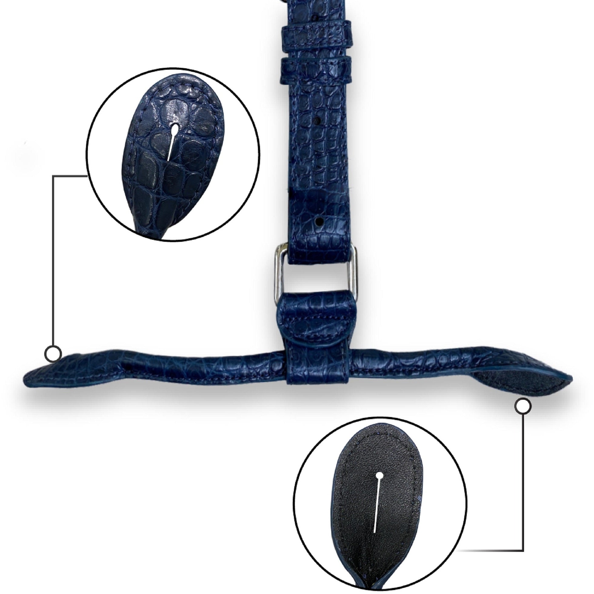 Alligator Y-Back Navy Blue Leather Suspenders Men Button End - Groomsmen Suspenders - Wedding Groom Suspenders Adjustable - Vinacreations