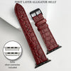 Load image into Gallery viewer, Burgundy Flat Alligator Leather Strap For Apple Watch