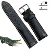 Black Alligator Leather Watch Band For Men | Premium Crocodile Quick Release Replacement Wristwatch Strap | DH-16 - Vinacreations