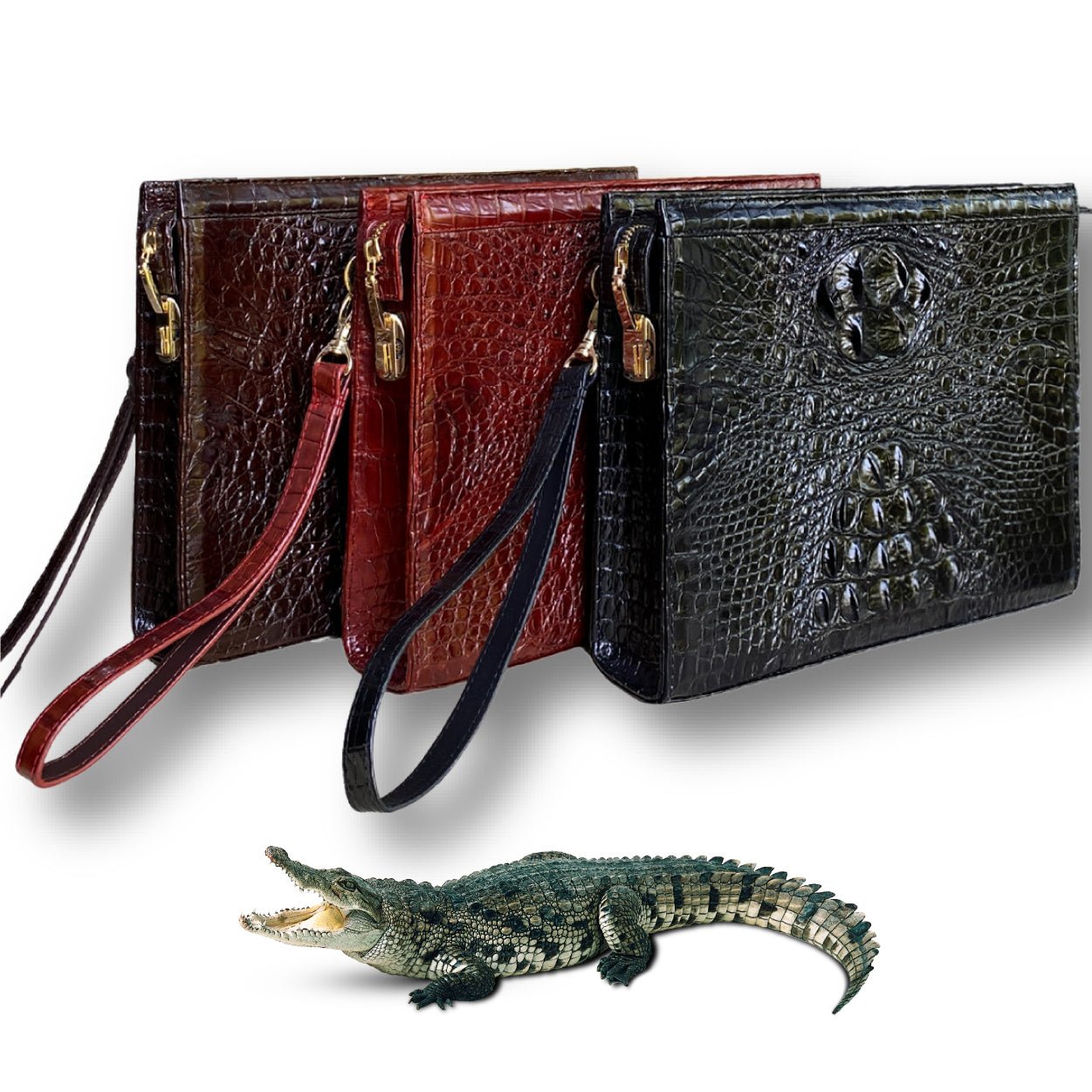 Luxury Coded Lock Clutch For Men Genuine Crocodile Leather Large
