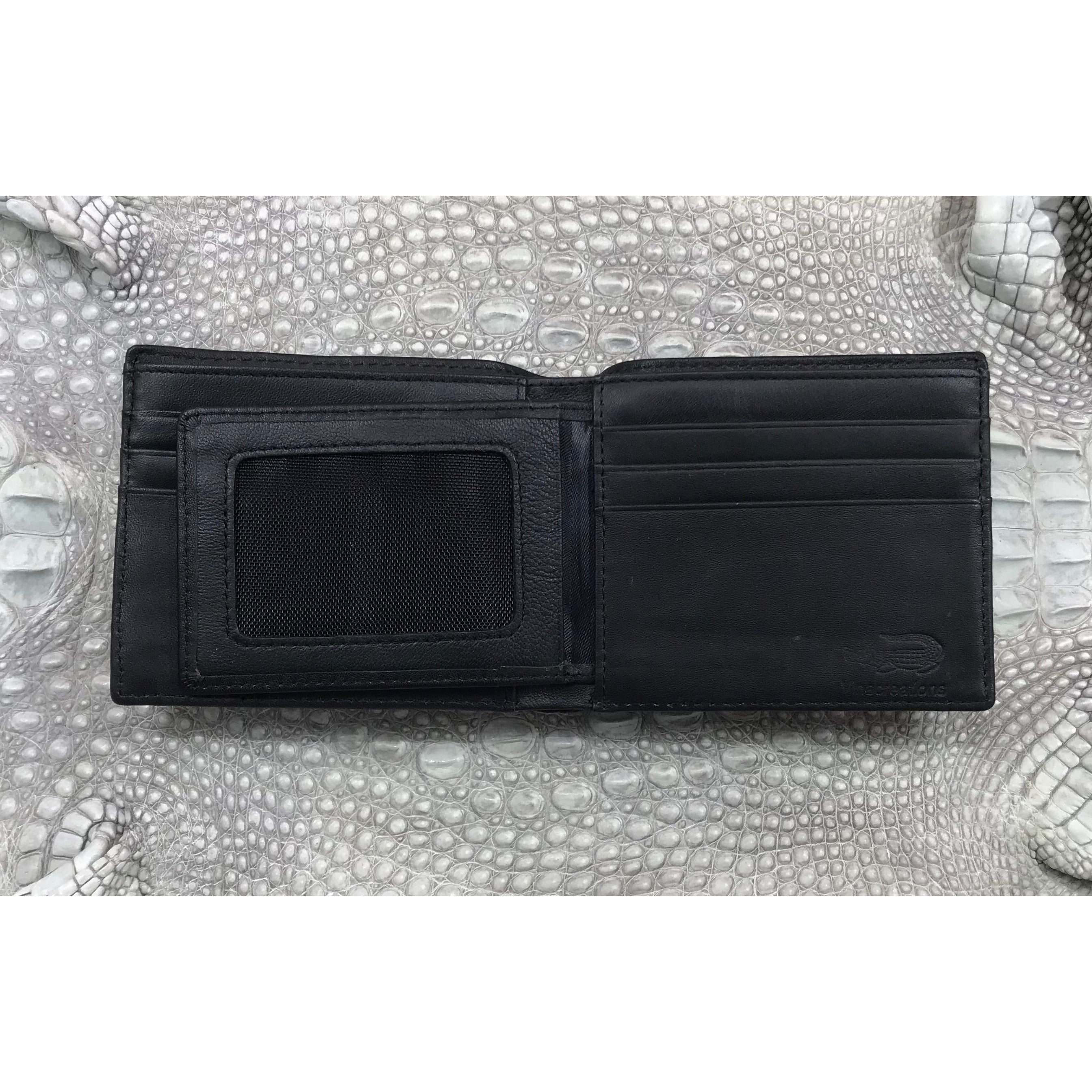 Black Alligator Skin Bifold Wallet For Men | Handmade Crocodile Leather Wallet RFID Blocking | VL5618 - Vinacreations