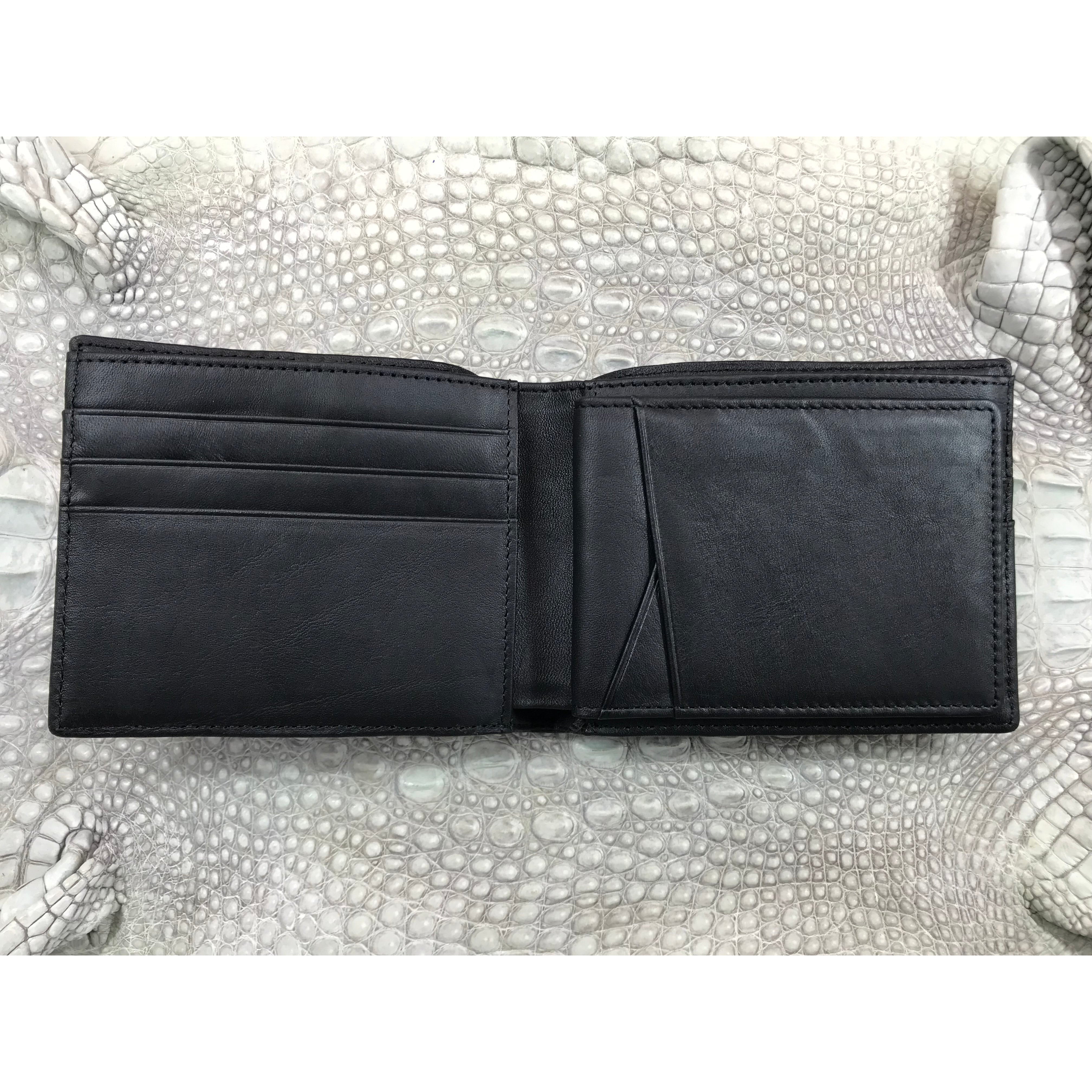 Black Alligator Skin Bifold Wallet For Men | Handmade Crocodile Leather Wallet RFID Blocking | VL5700 - Vinacreations
