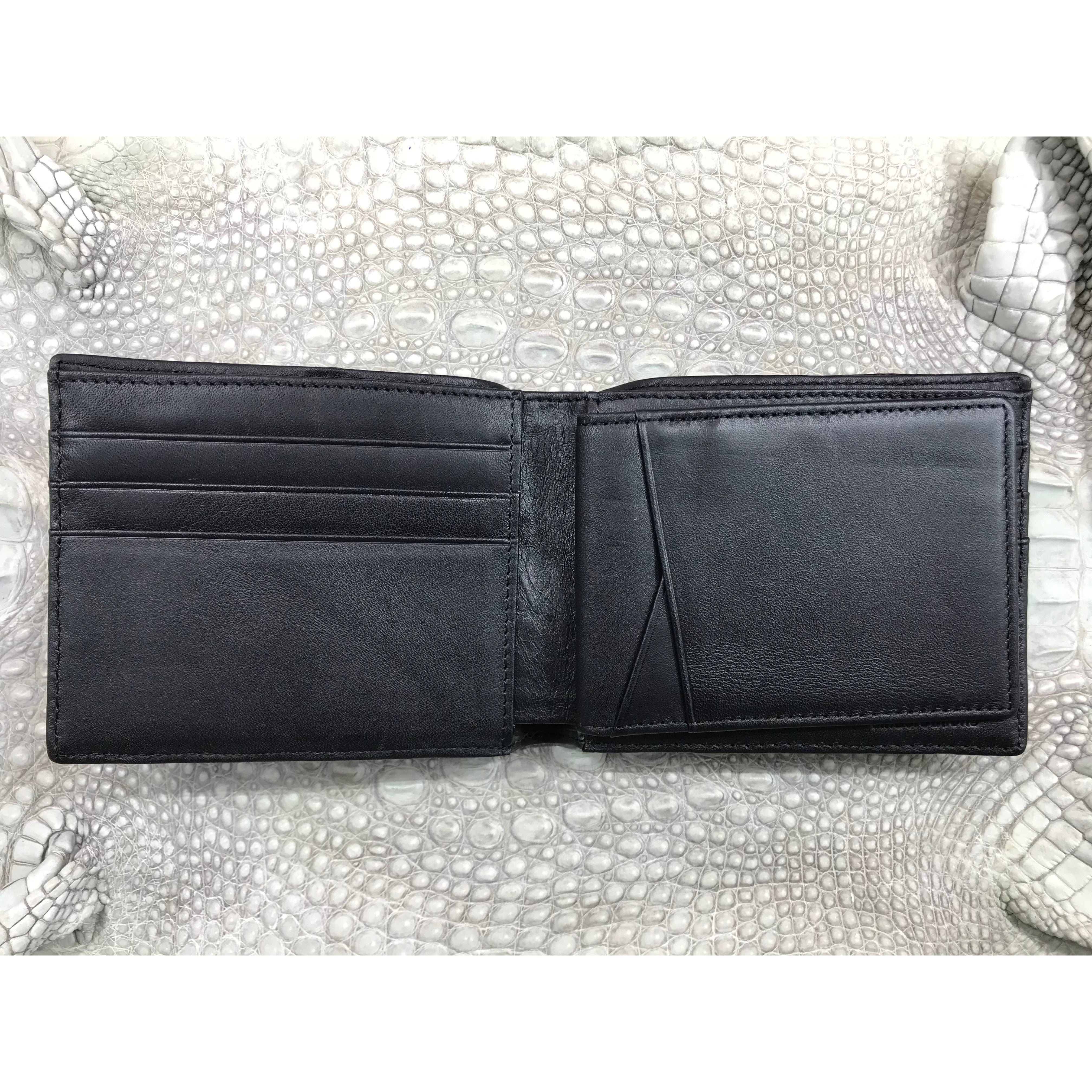 Black Alligator Skin Bifold Wallet For Men | Handmade Crocodile Leather Wallet RFID Blocking | VL5719 - Vinacreations