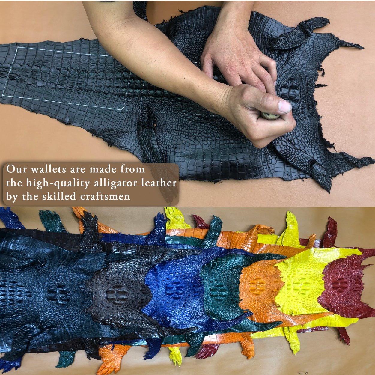 Black Double Side Alligator Skin Bifold Wallet For Men | Handmade Crocodile Hornback Leather Wallet RFID Blocking | VINAM-98 - Vinacreations