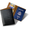 Black Slim Alligator Leather Passport Holder Cover - Vinacreations