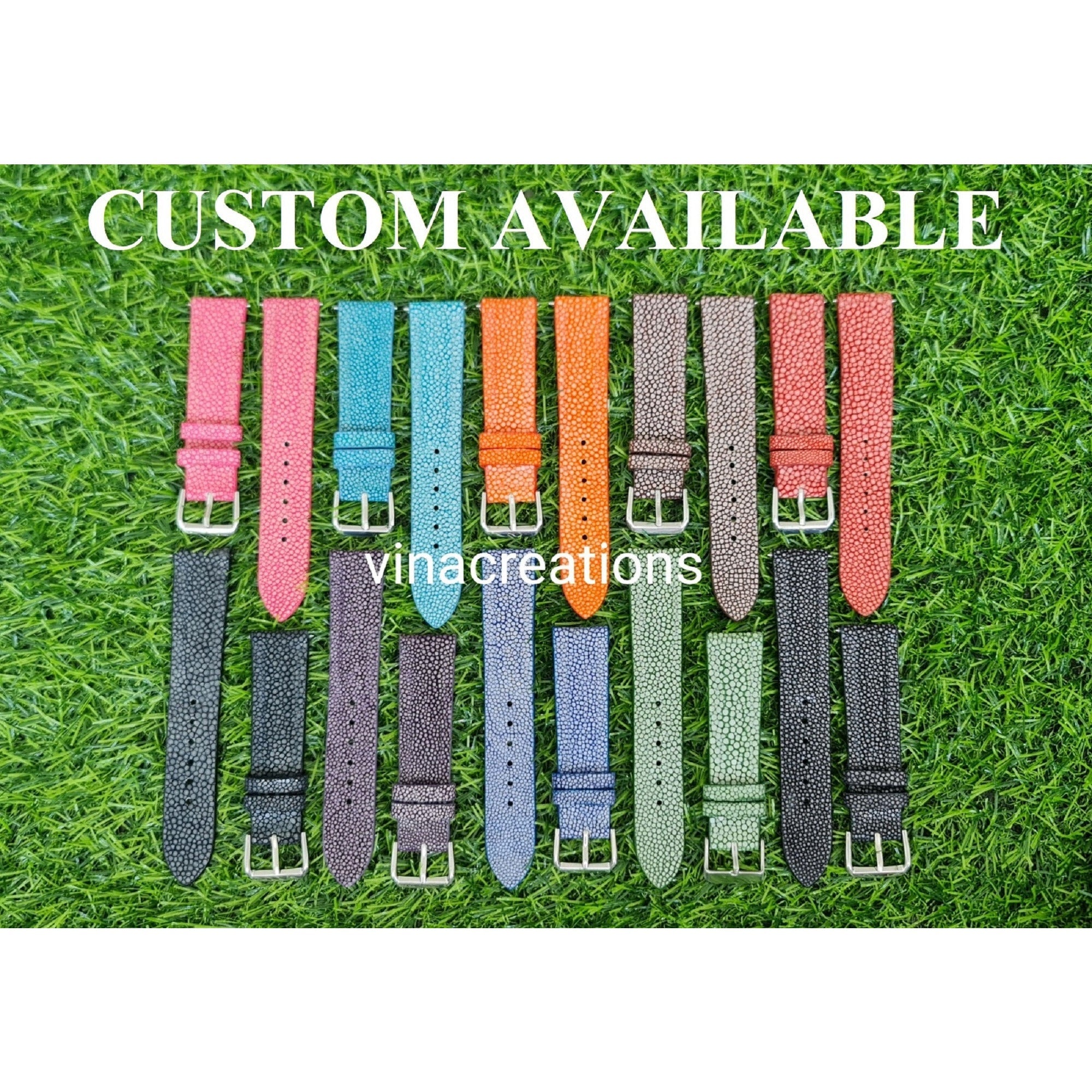 Black Stingray Leather Watch Band Replacement Wristwatch Strap | DH-60 - Vinacreations