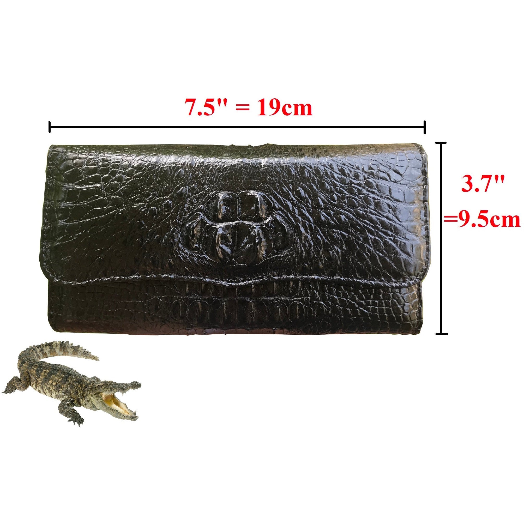 Black Women's Long Purse Wallet Alligator Leather Clutch Large Capacity Luxury Ladies Crocodile Wristlet Organizer RFID Blocking Wallet VINU-03 - Vinacreations
