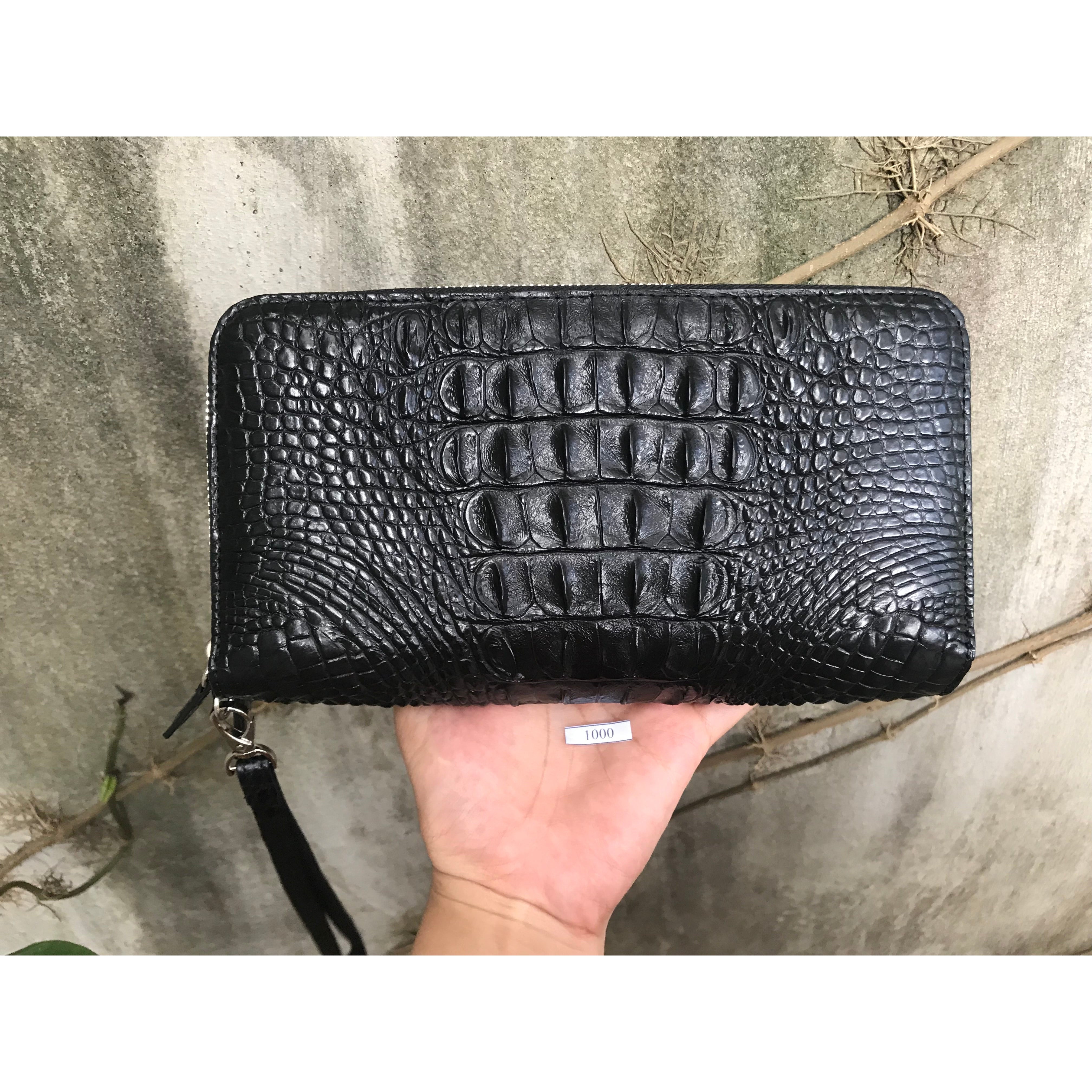 Black Women's Long Purse Wallet Alligator Leather Clutch Large Capacity Luxury Ladies Crocodile Wristlet Organizer RFID Blocking Wallet VINU-19