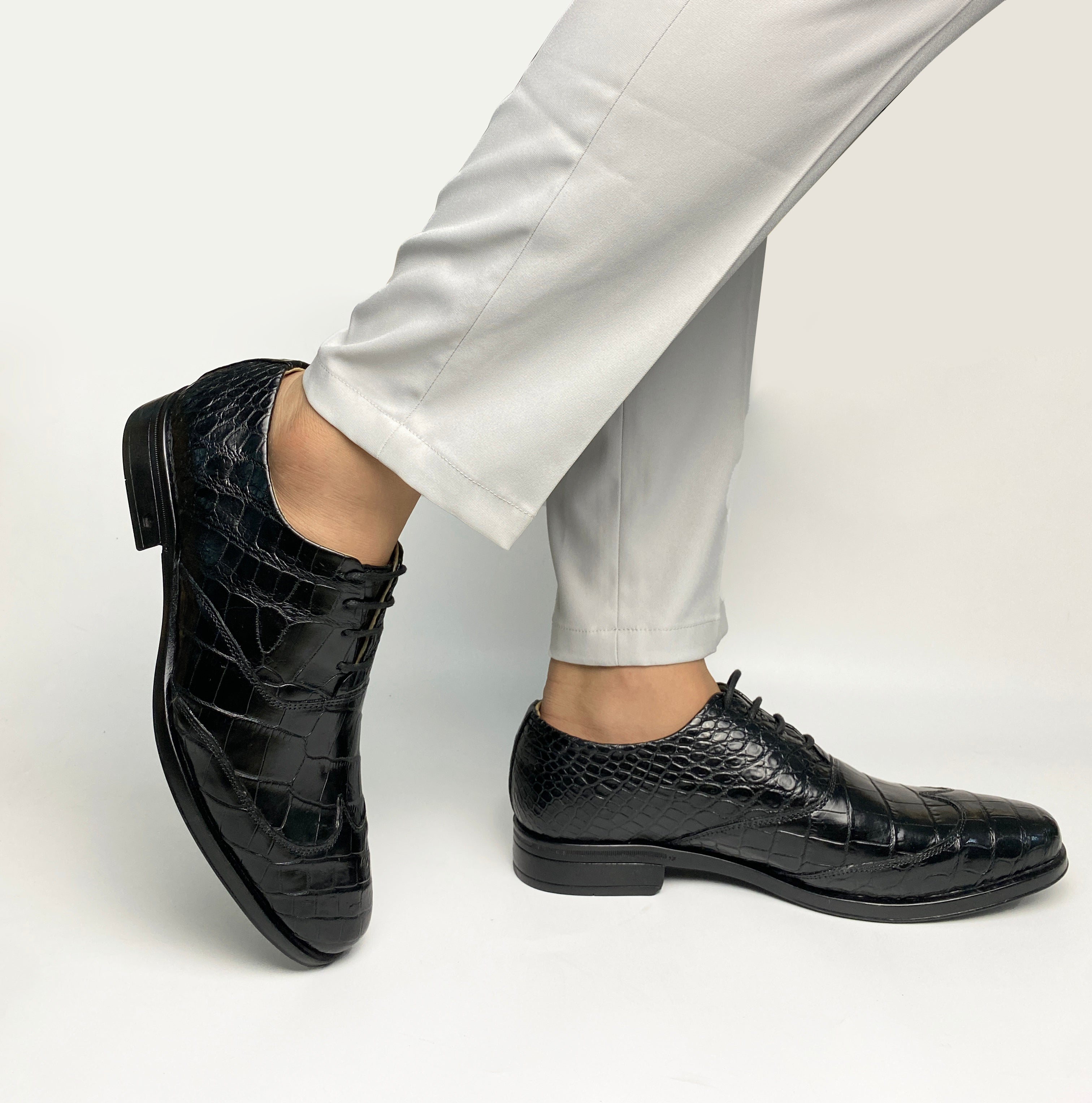 Black Genuine Belly Alligator Leather Oxford Dress Shoes For Men ...