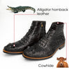 Load image into Gallery viewer, Handcrafted Black Alligator Leather Chelsea Boot For Men | Mens Croc Skin Wedding Shoes| SH11B