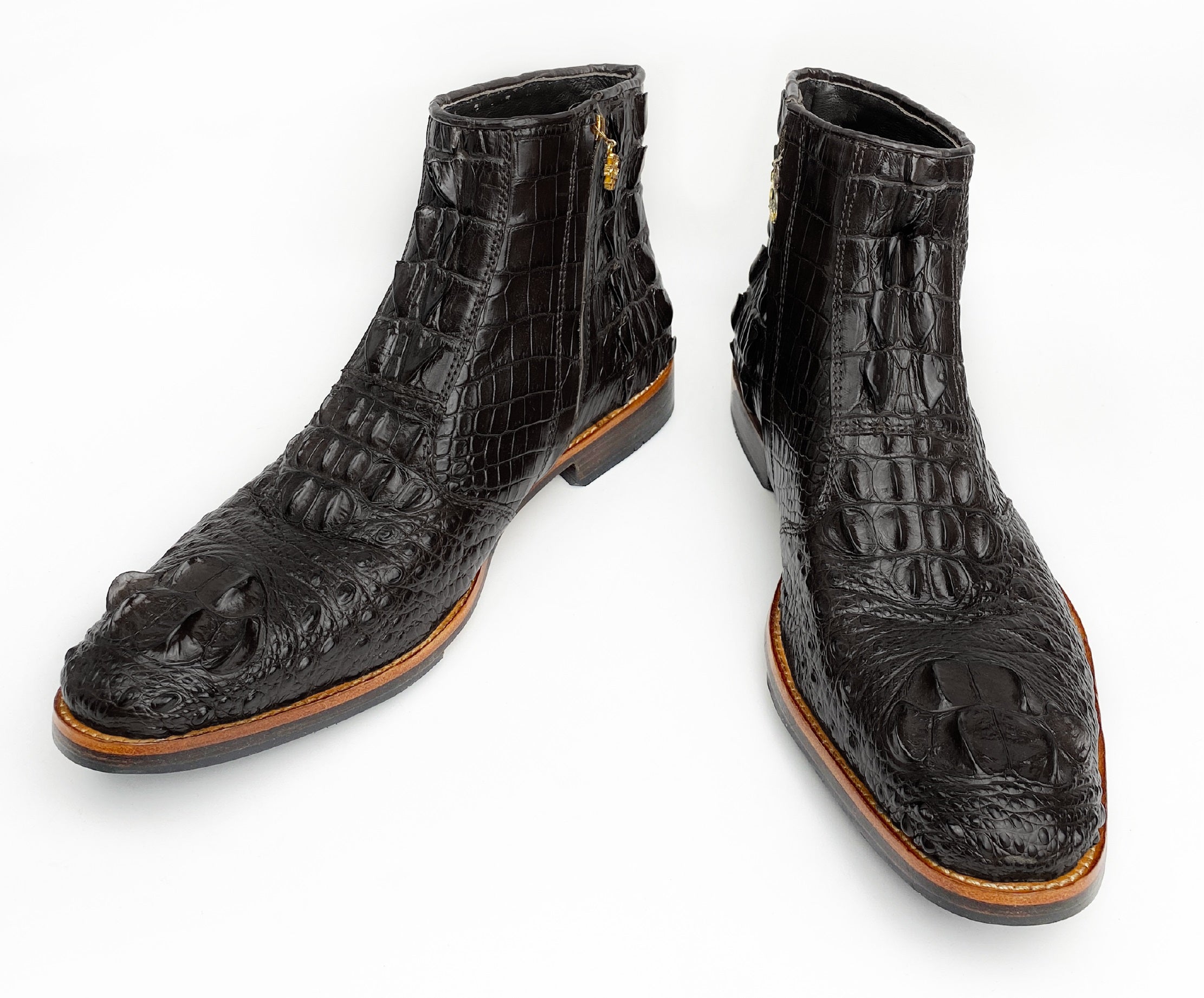 Handcrafted Black Alligator Leather Chelsea Boot For Men | Mens Croc Skin Wedding Shoes| SH11B