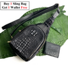 Load image into Gallery viewer, Black Alligator Crossbody Sling Bag | Handmade Men&#39;s Crocodile Shoulder Bag | BACKPACK11