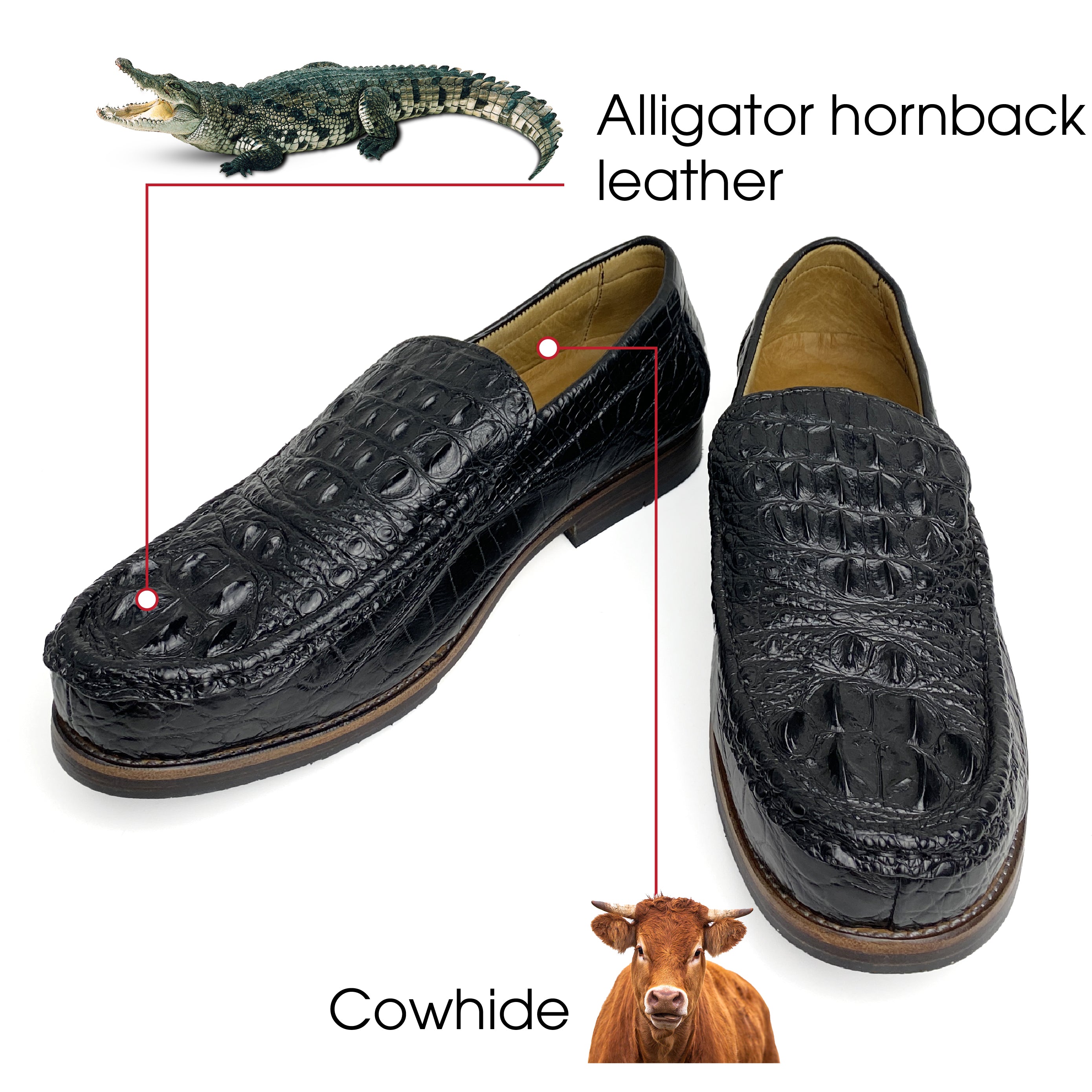 Handmade Black Mens Alligator Boat Loafer | Crocodile Casual Moccasins Loafers For Men | SH81K42