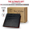 Black Red Double Side Alligator Slim Bifold Wallet For Men