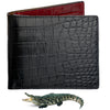 Load image into Gallery viewer, Black Red Double Side Alligator Slim Bifold Wallet For Men