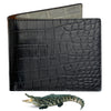 Black White Alligator Slim Bifold Wallet For Men