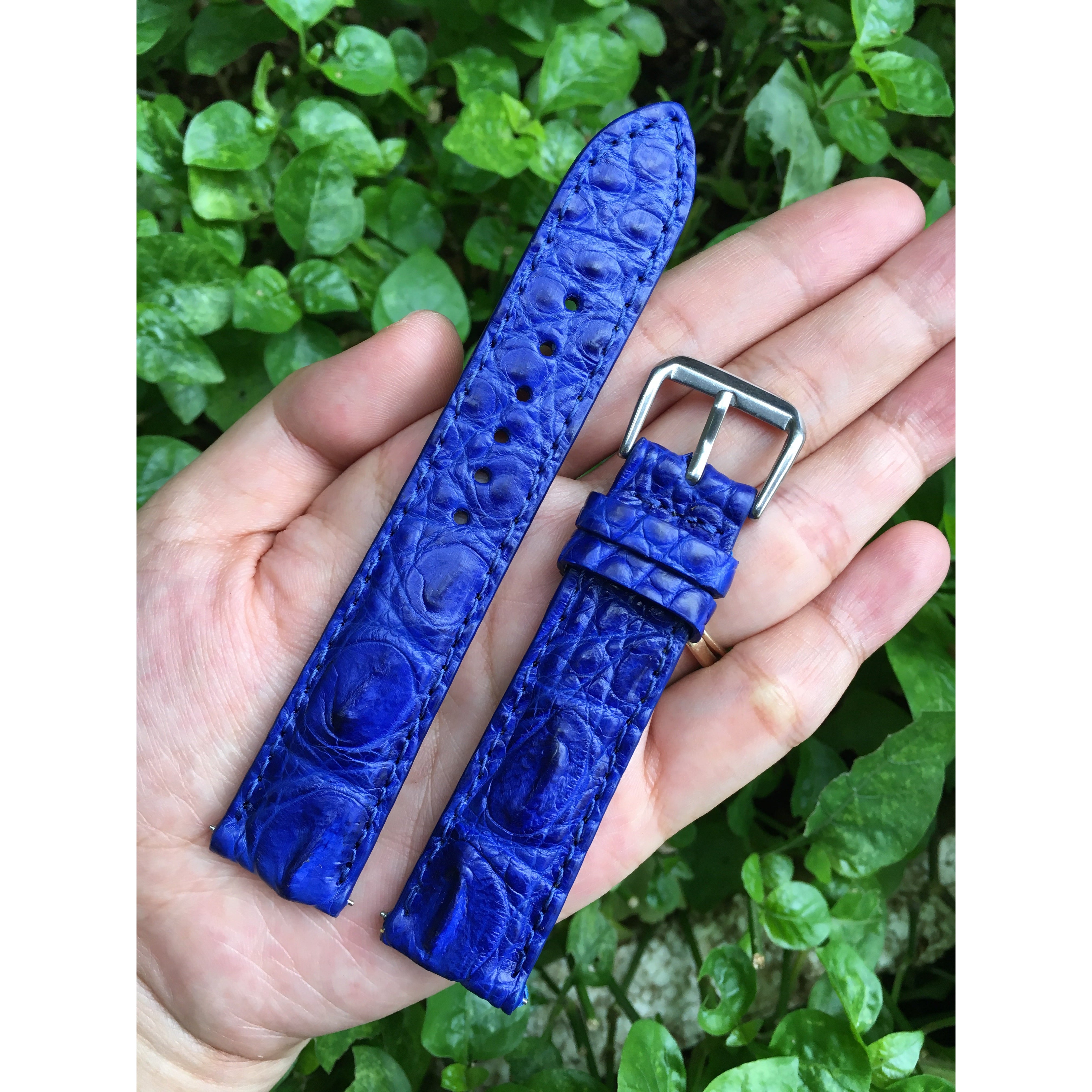 Blue Alligator Leather Watch Band For Men | Premium Crocodile Quick Release Replacement Wristwatch Strap | DH-40 - Vinacreations
