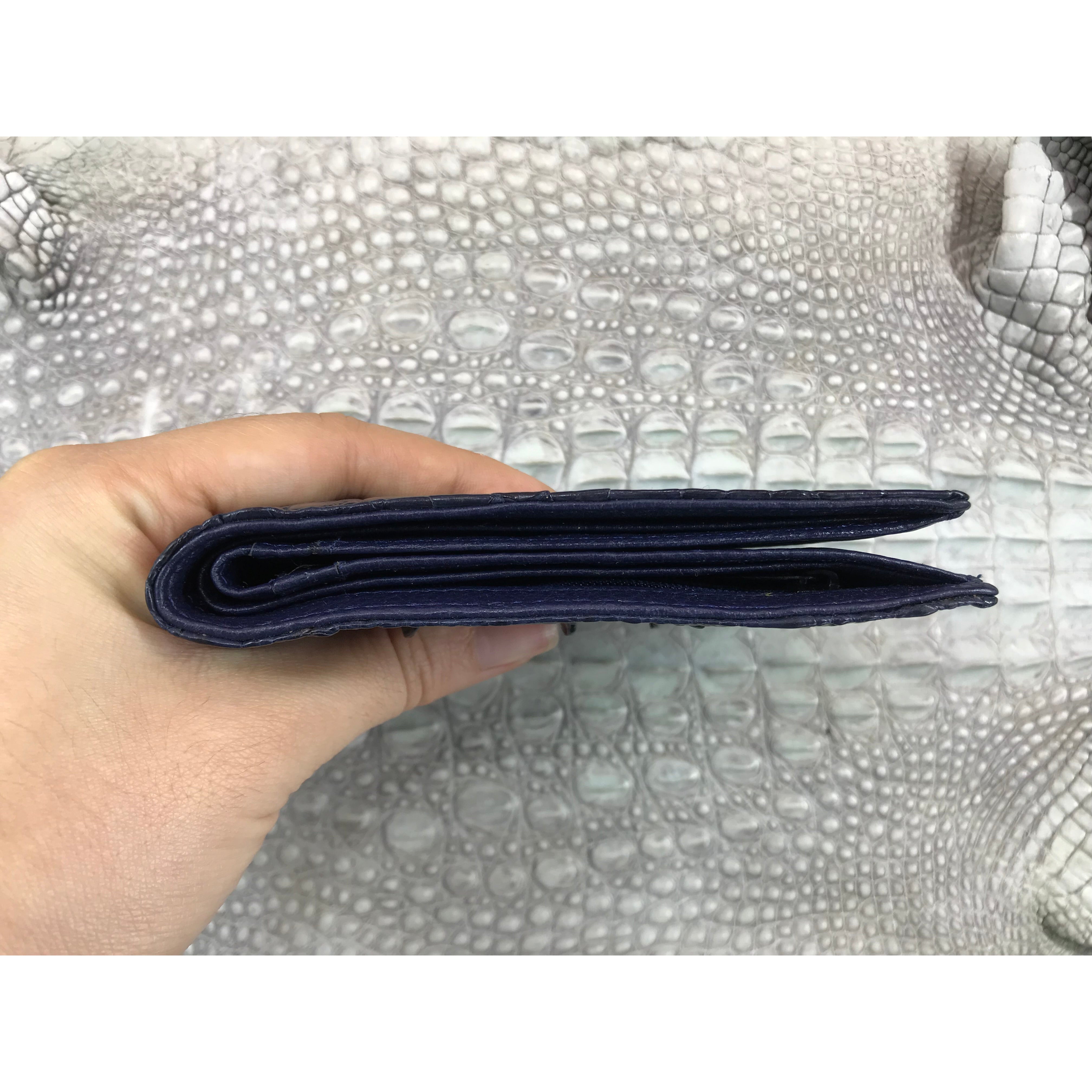 Blue Alligator Skin Bifold Wallet For Men | Handmade Crocodile Leather Wallet RFID Blocking | VL5623 - Vinacreations